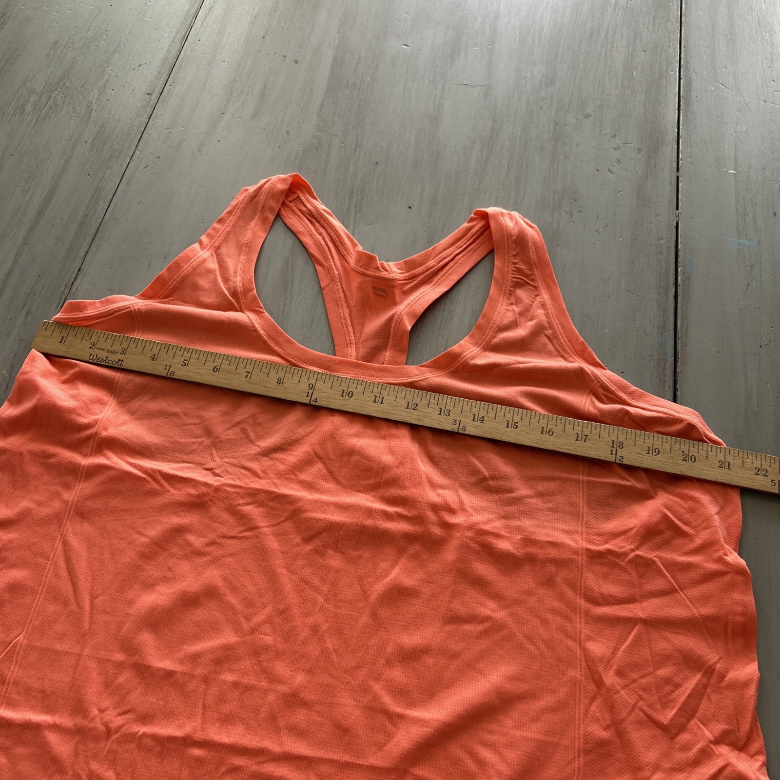 Fabletics Coral Orange Feather Tech Racerback Tan… - image 4