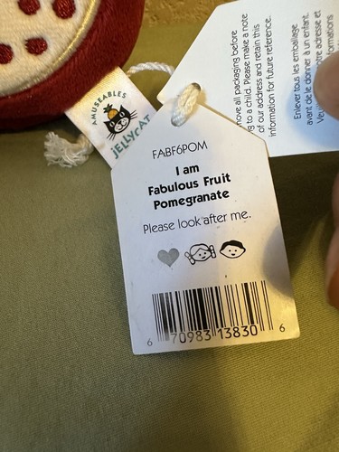 Jellycat Fabulous Fruit Pomegranate NWT - Picture 2 of 5