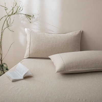 100% French Linen Pillow Case Queen Size Set of 2,Oeko-TEX Certified Stone