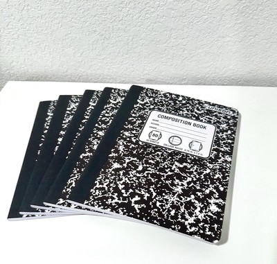 Wide Ruled Marble Composition Notebooks Black and White Lot Of 5