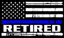 Thin Blue Line Retired Distressed Flag Window Helmet Sticker Police Decal