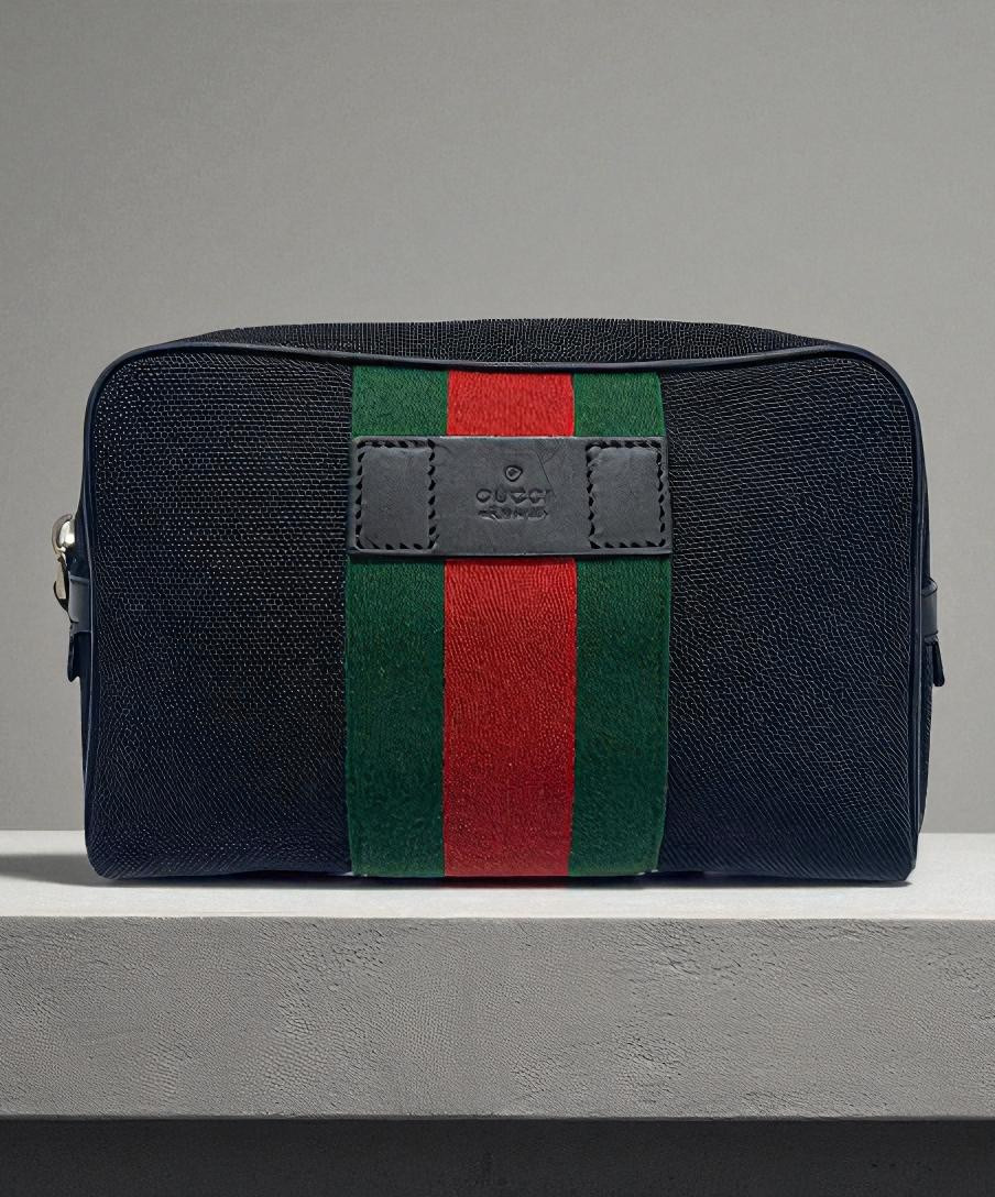 GUCCI Sherry Line Marsupio in Vita Borsa a tracolla Nero Verde Rosso Tela 630...