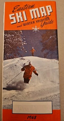 Vintage 1968 Eastern Ski Map Guide Vermont Travel Road Map Brochure