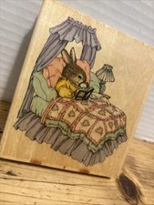 Uptown Holly Pond Hill Tea In Bed Rubber Stamp Unstamped Vtg Canopy Bed (a31.