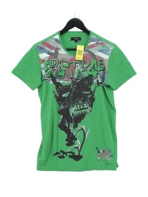 Firetrap Herren T-Shirt S Grün Grafik 100% Baumwolle Basic