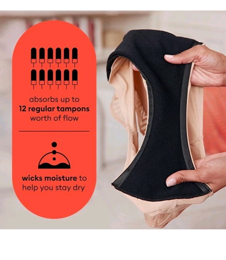 THINX COMFORT STRETCH SUPER ABSORBENCY BLACK HI-WAIST PERIOD PANTIES LARGE