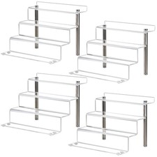 9 x 6 in Acrylic Display Risers Shelf for Pops Figures, 4 Tier Perfume Organi...