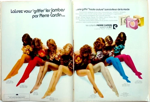 *1971 French PIERRE CARDIN TIGHTS Print AD CLIPPING STOCKINGS LINGERIE underwear