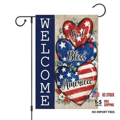Patriotic 4th of July Garden Flag 12x18 Inch Double Sided Outside, God Bless