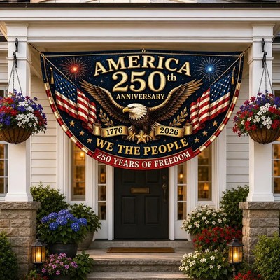 USA 250th Anniversary Bunting Banner 1776-2026 Patriotic Porch Fence Flag