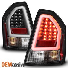 Fits 2005-2007 Chrysler 300c Srt Black Led Tube Tail Lights Brake Lamps Pair Set