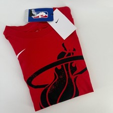 Nike Kids Miam Heat NBA Dri-FIT T-Shirt Red Basketball Logo Tee M 10 12