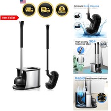 Toilet Plunger and Brush Set 2-in-1 Stainless Steel Rustproof Compact Bathroo...