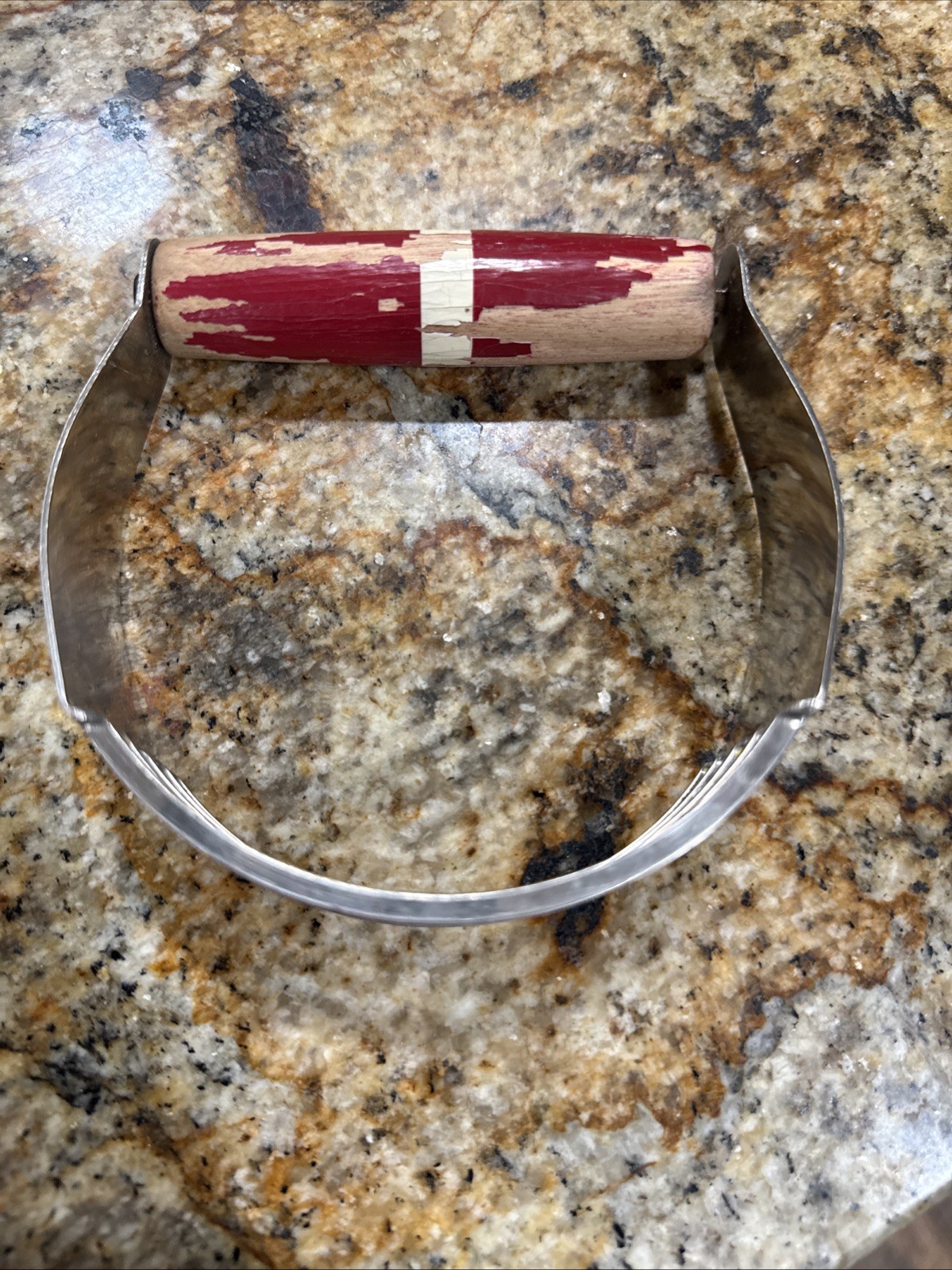 Vintage A&J Dough Blender Red Wood Handle 1950s
