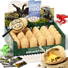 24 Dinosaur Eggs Dig Kit Toys for Kids, Dinosaur Eggs Excavation Kit with Magnif