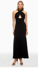 Ieena for Mac Duggal Black Keyhole Halter Gown Size 8 