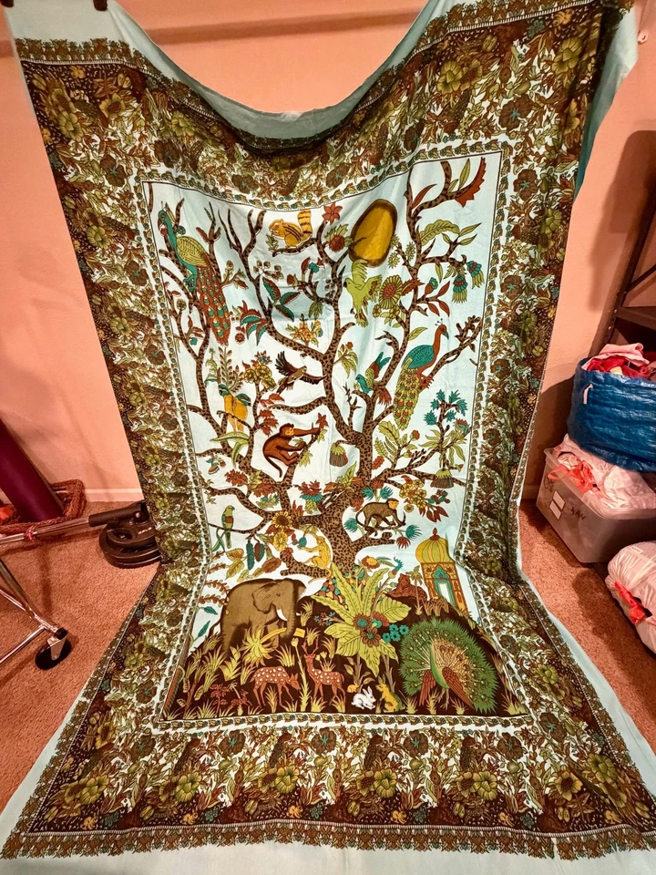 India Art Tree of Life Bedspread Tapestry Single Kantha Jungle Safari Boho - Image 3 of 4