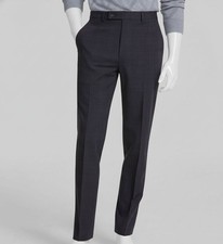 Calvin Klein Men's Gray Plaid X Slim Fit Flat Front Dress Pants Size 33W 32L