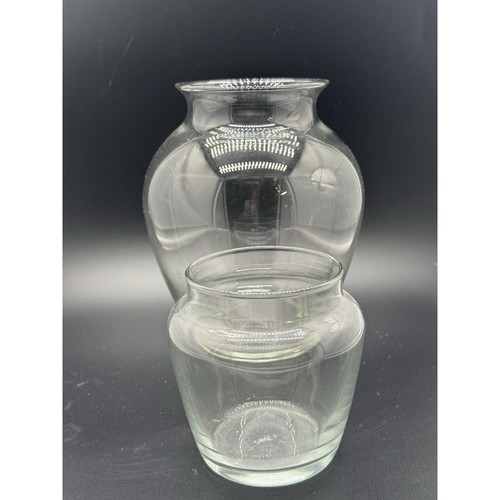 Set of 2 Clear Glass Vases Decorative Rustic Floral Centerpiece Set