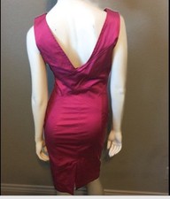 Abito Flavio Castellani taglia 10 IT 46 fucsia senza maniche matita Italia nuovo con etichetta $465