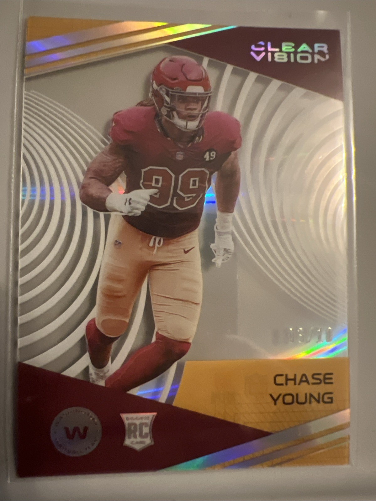 Chase Young Panini Chronicles Clear Vision Rookies #CV27 Holo Silver