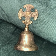 Vintage Messing Kirchenaltar Glocke mit Keltenkreuz Made in England 