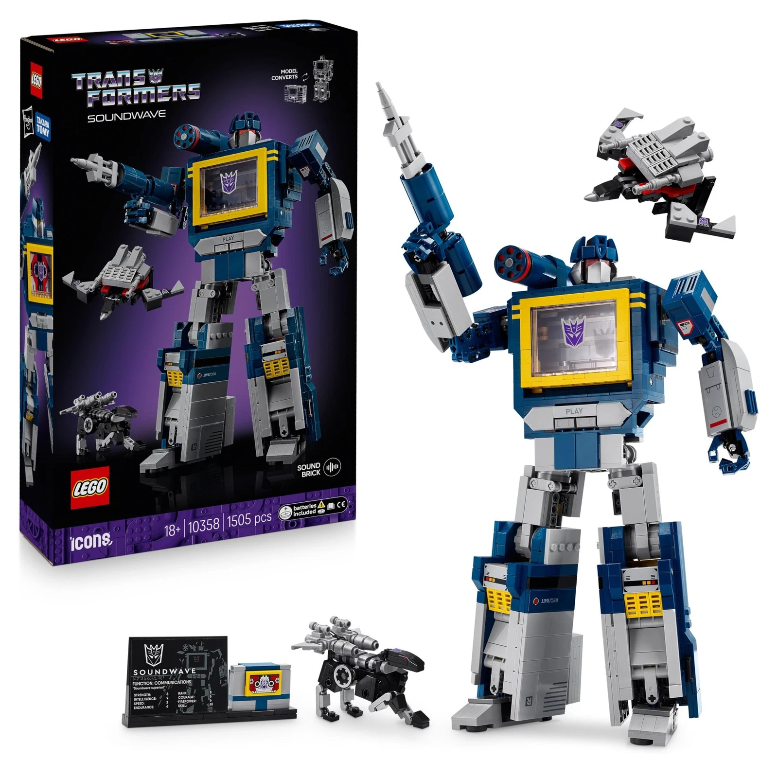 LEGO Icons Transformers: Soundwave Set for Adults - Display Model Kit with Conve