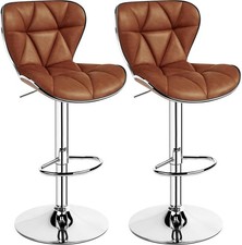 Yaheetech Bar Stools Set of 2, PU Leather Swivel Bar Stools with Shell Back
