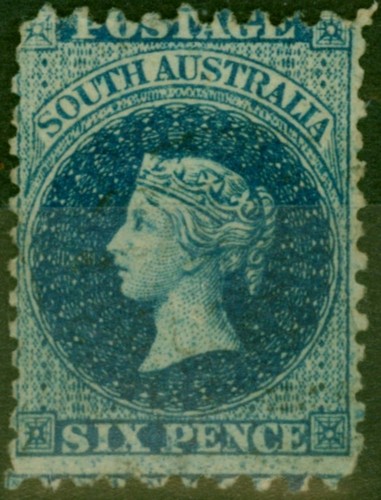 South Australia 1877 6d Bright Blue SG140 P.10 x 11.5 Fine Unused - Picture 1 of 1