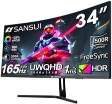 SANSUI ES-G34C5 34" Curved Gaming Monitor UWQHD 3440x1440 165Hz 1500R HDR