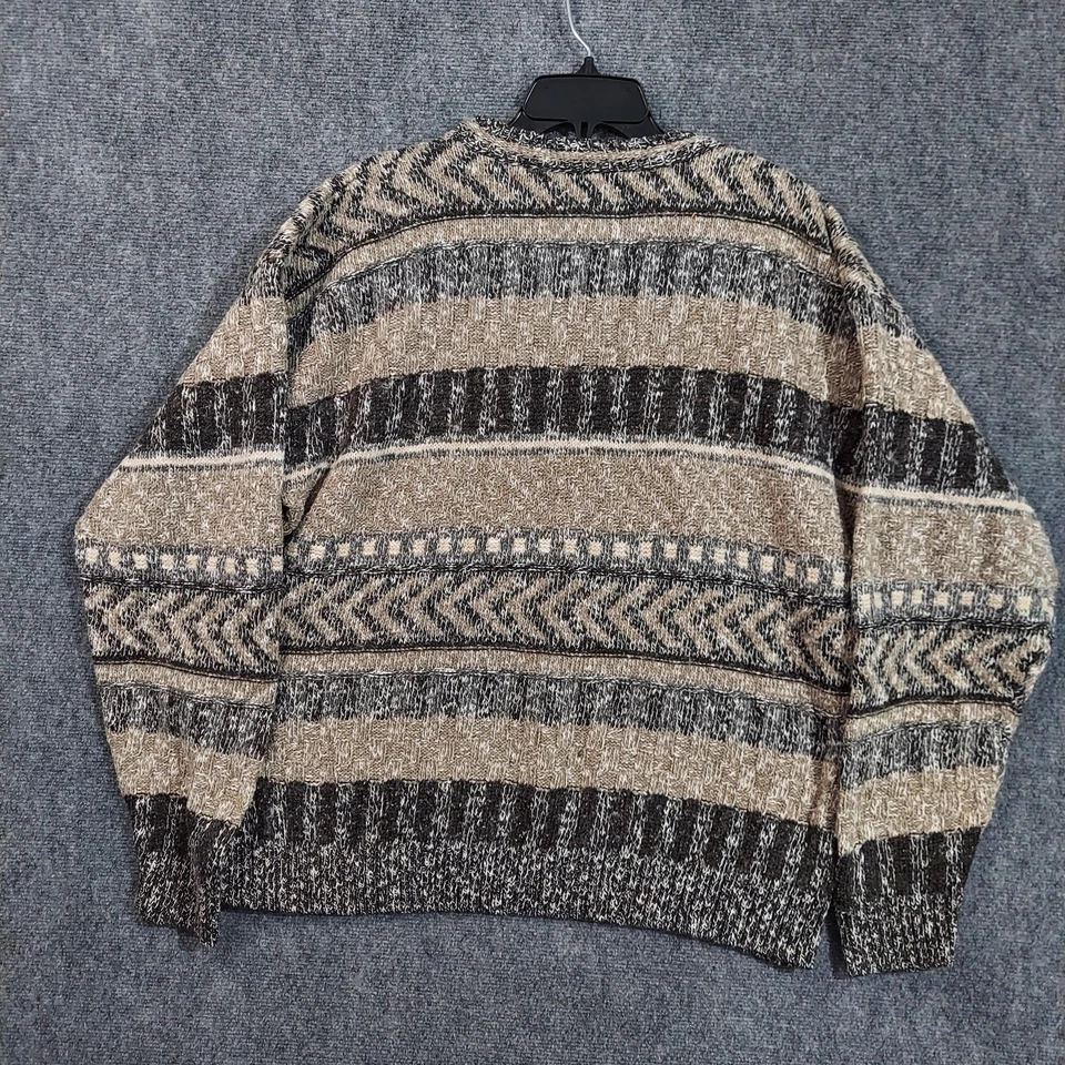 Suéter Old Glory Para Hombres XL Beige Gris Negro Mezcla de Lana Tejido Cuello Redondo Patrón EE. UU. Foto 2 de 4