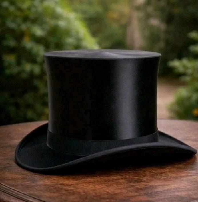 Handmade Pure Black Silk Tall Top Hat - Vintage Premium Classic Western Style
Opens in a new window