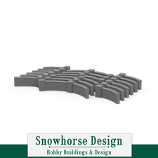 Brick Wall – Curved Segments (Unpainted) | Accessory (HO Scale)