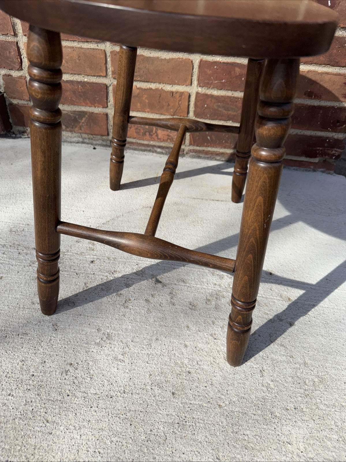 Mid Century Kidney Bean Walnut Spindle Back Vanity Chair Stool Bench Seat