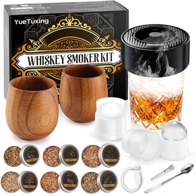Upgrade Electric Whiskey Smoker Kit with 2 Wooden Bourbon Glasses, 6 Flavors ...