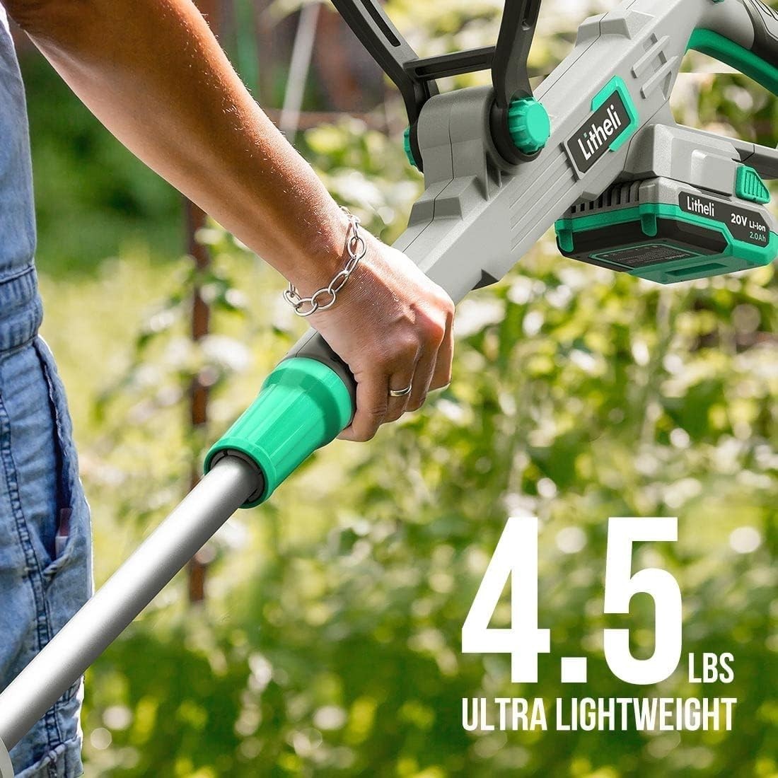 Lightweight 20V 12" Cordless Weed Wacker with Adjustable Pole & Battery Included