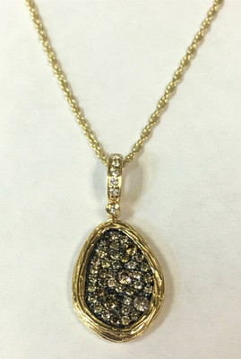 14k Gold Allison Kaufman Anhänger, bunte Diamanten, Goldkette 18 Zoll