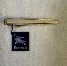 Vintage Burberrys OF LONDON Tie Clip Bar Gold Silver Tone Knight Logo Tagged