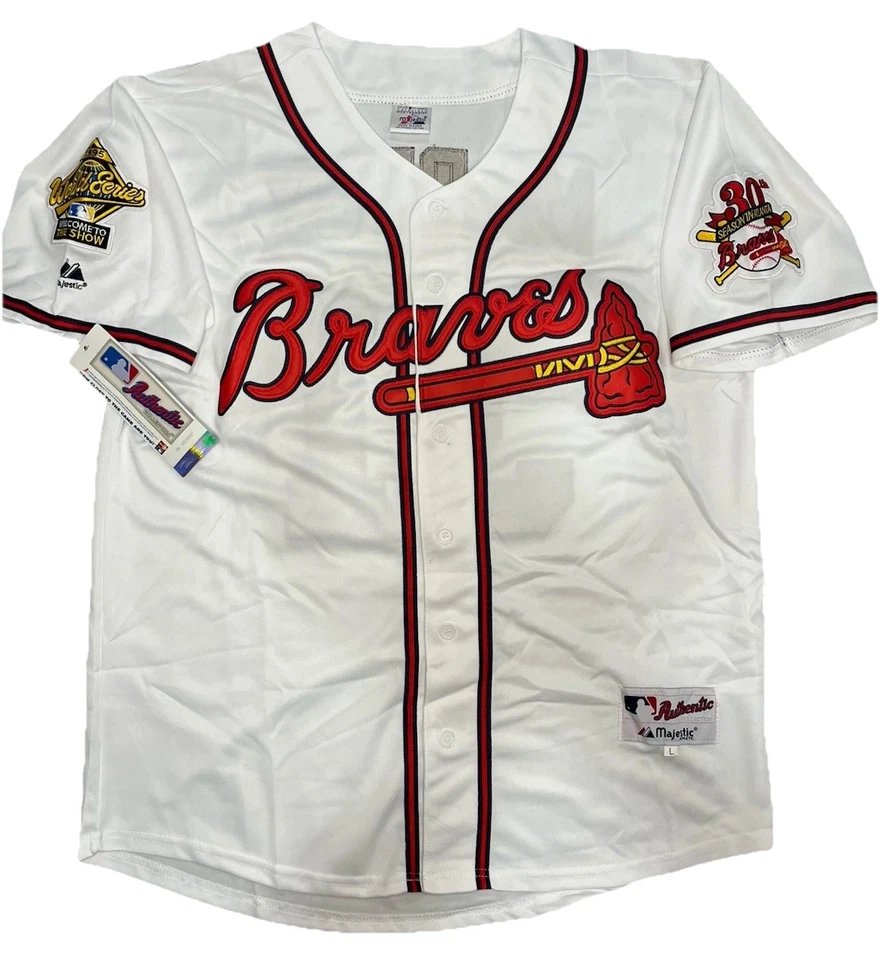 Camiseta blanca local Greg Maddux Atlanta Braves 1995 para hombre grande Foto 2 de 3