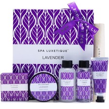 Spa Luxetique Lavender Set, Bath Set for Women Gift, 6 Piece Purple