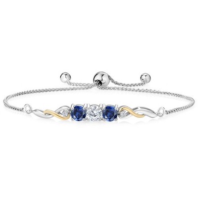 Two-Tone Gemstone Birthstone and Blue Created Sapphire and Accent Lab Grown