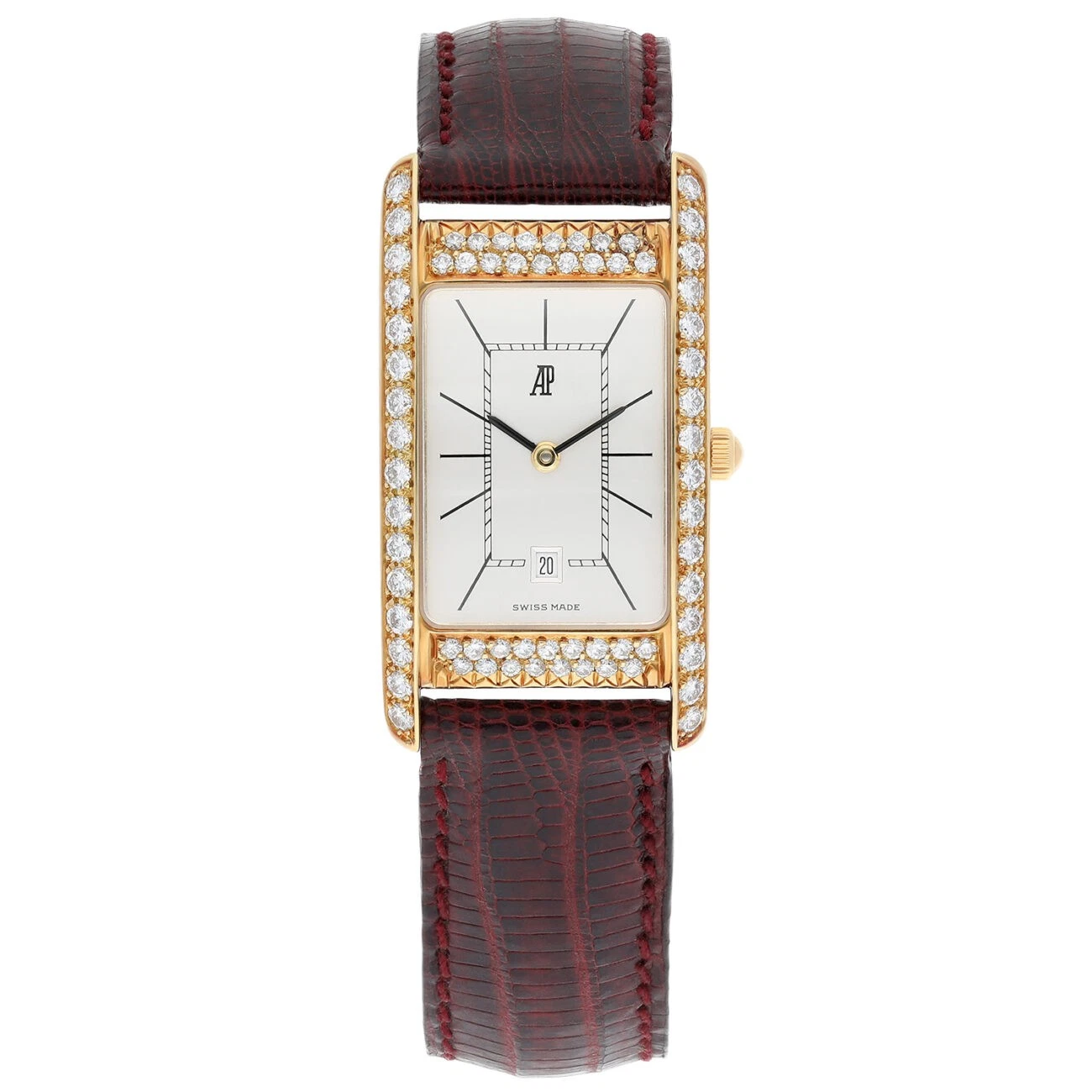 Audemars Piguet — Audemars Piguet Quartz 6383 002 Diamond bezel White Dial Vintage Watch