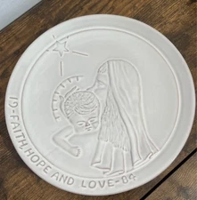 Vintage Faith Hope and Love/Christmas Plate by Frankoma Pottery