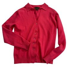 Pringle of Scotland Cashmere Cardigan 34 Pink Button Front Collar Made Scotland