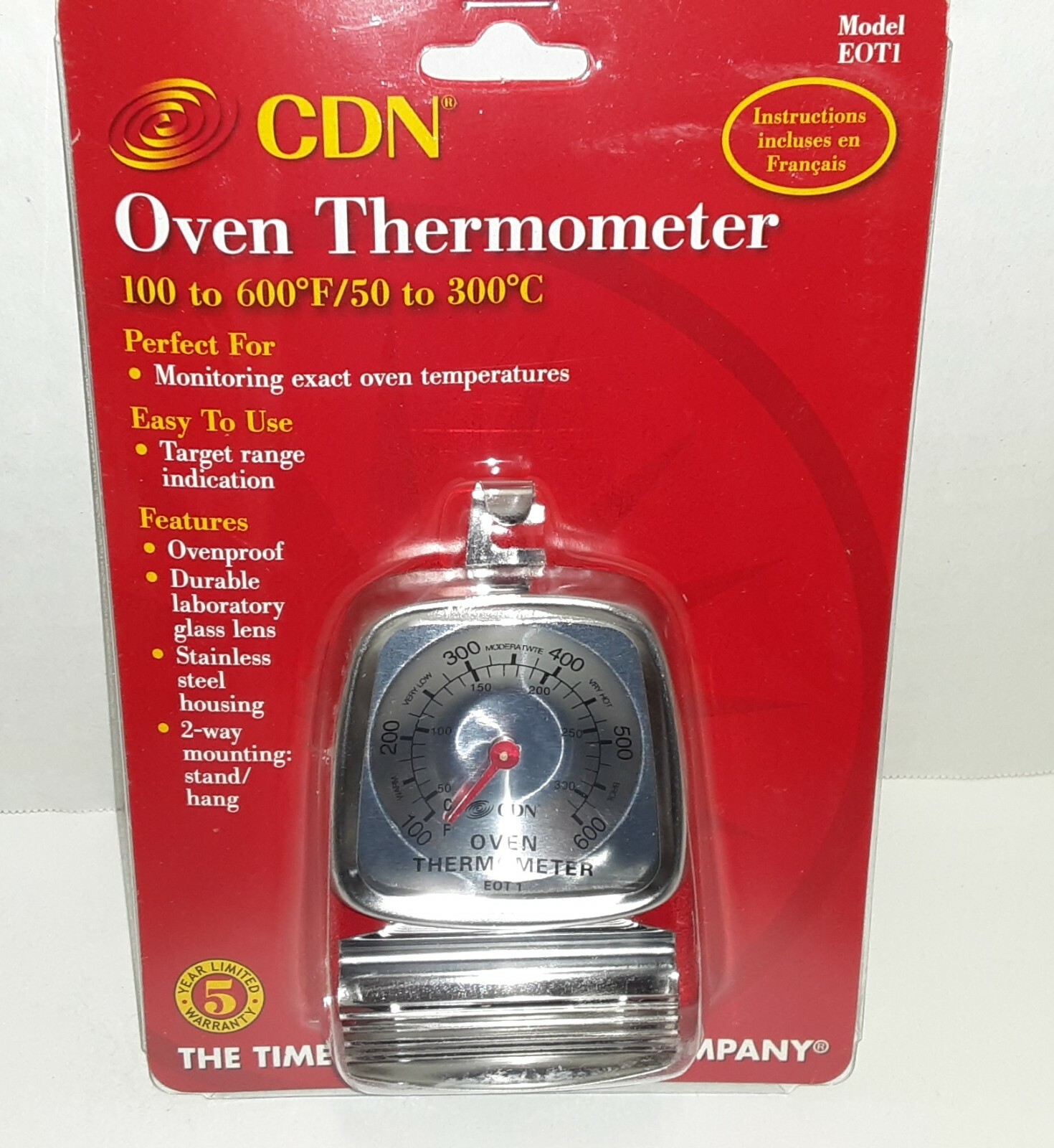 CDN High Heat Oven Thermometer Temperature Test Kitchen Easy Read