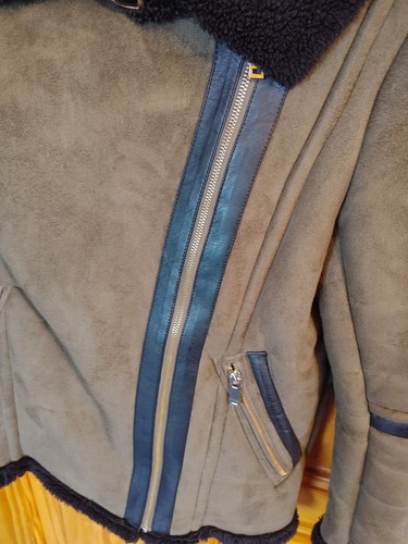 New Look Faux Suede Fur-Lined Winter Jacket. Olive Green. UK 8 / EU 36 - Picture 4 of 12