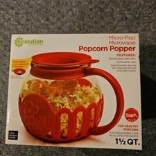 Ecolution Microwave Micro-Pop Popcorn Popper/Maker, Glass 1.5 Quart, Red, New