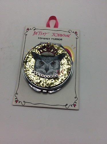 $35 Betsey Johnson Owl Compact Mirror 1d - Picture 3 of 8