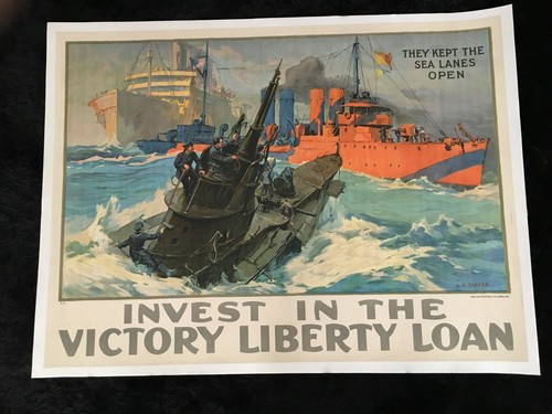 Original WWI Poster "They Kept The Sea Lanes Open" L.A.SHAFER - Linen Lined - 第 1/5 張圖片