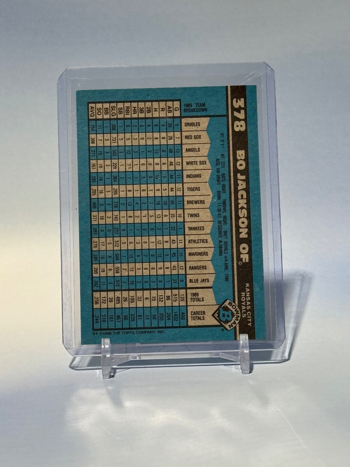 1990 Bowman 378 Bo Jackson Royals eBay